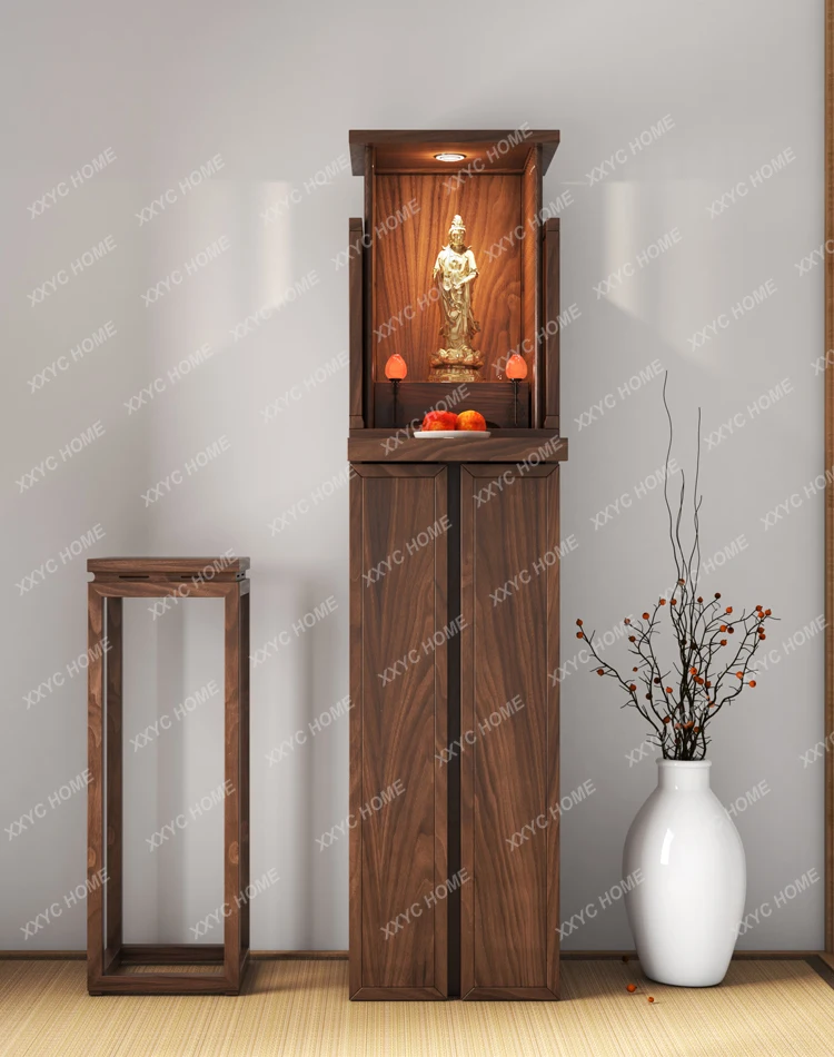 

DV New Chinese solid wood vertical cabinet with door Buddhist shrine table light luxury simple Guanyin shrine shrine altar ca