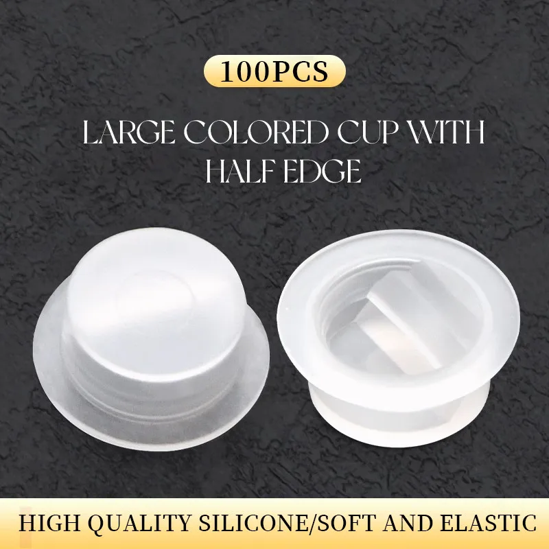 

100 шт., чашка с чернилами для татуировки, силиконовая нижняя чашка, инструменты для перманентного макияжа, бровей, губ, одноразовая полусторонняя чашка, принадлежности для татуировки