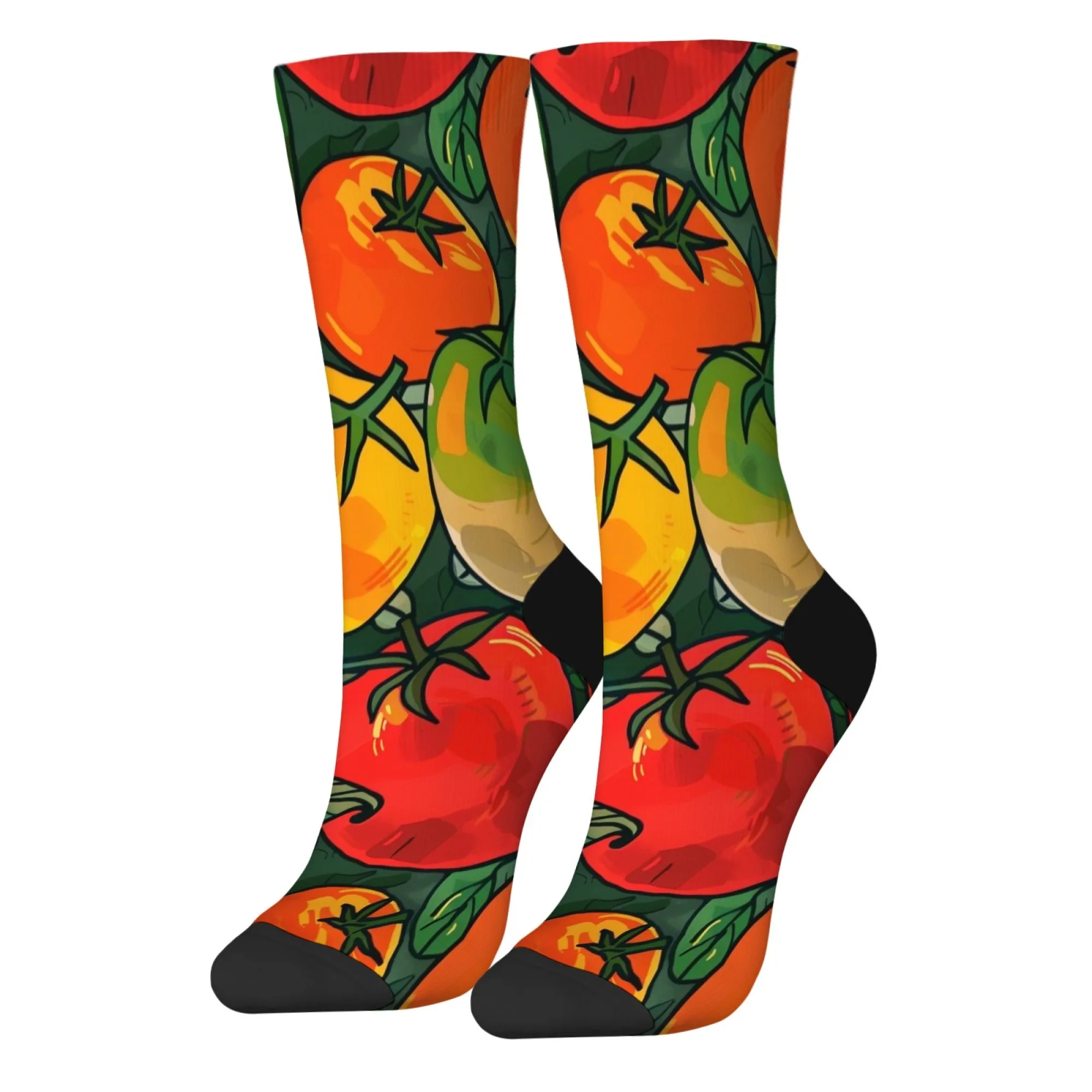 Lebendige, leuchtende, ländliche Tomaten-Crew-Socken mit Tomaten-Detail und dehnbaren Unisex-Socken für tägliche Freizeitkleidung und Lebensmittelliebhaber