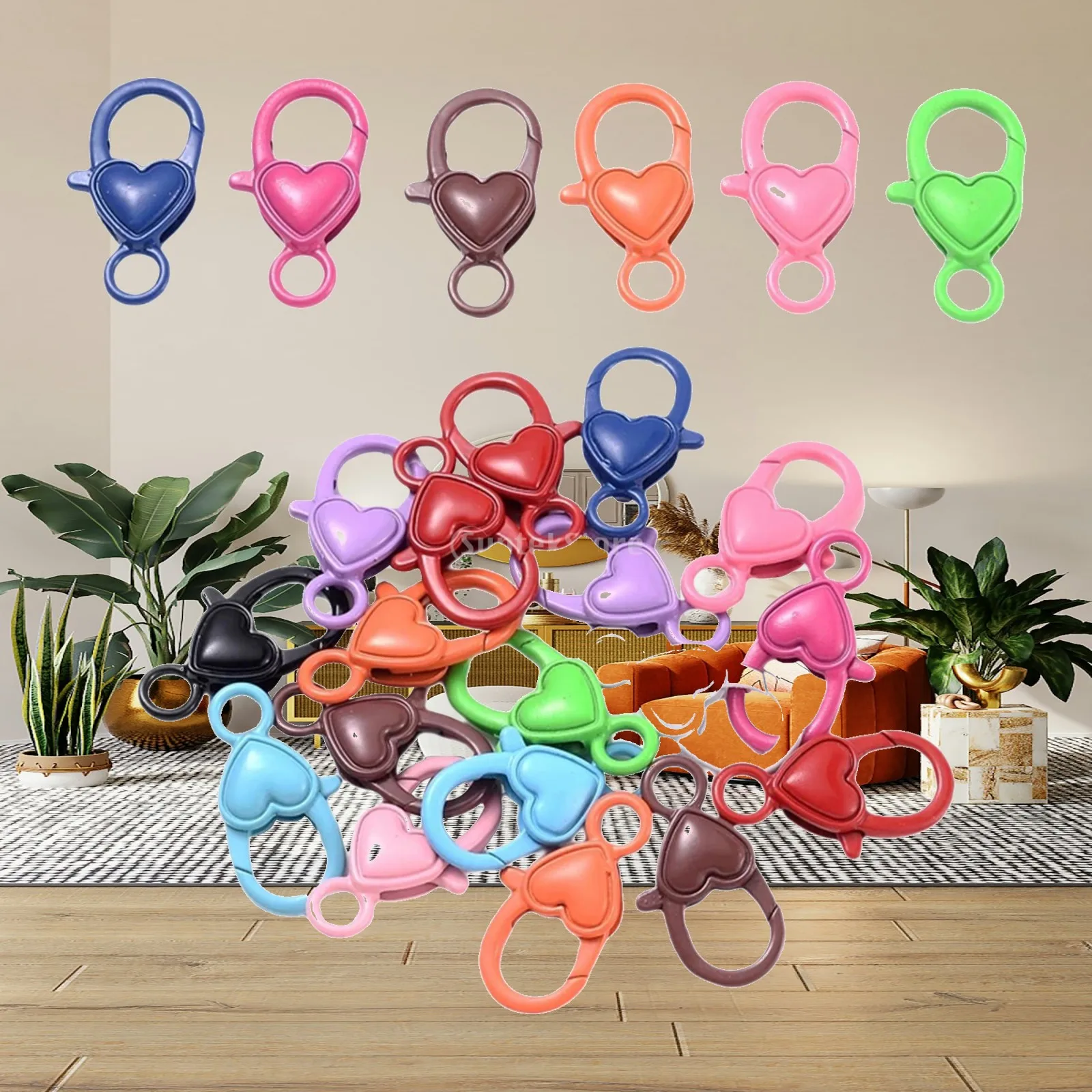 100x Lobster Claw Clasp Buckle Hook Heart Shape Accessories Spring Snap Hard for Keychain Charms Toy Crafts Purse