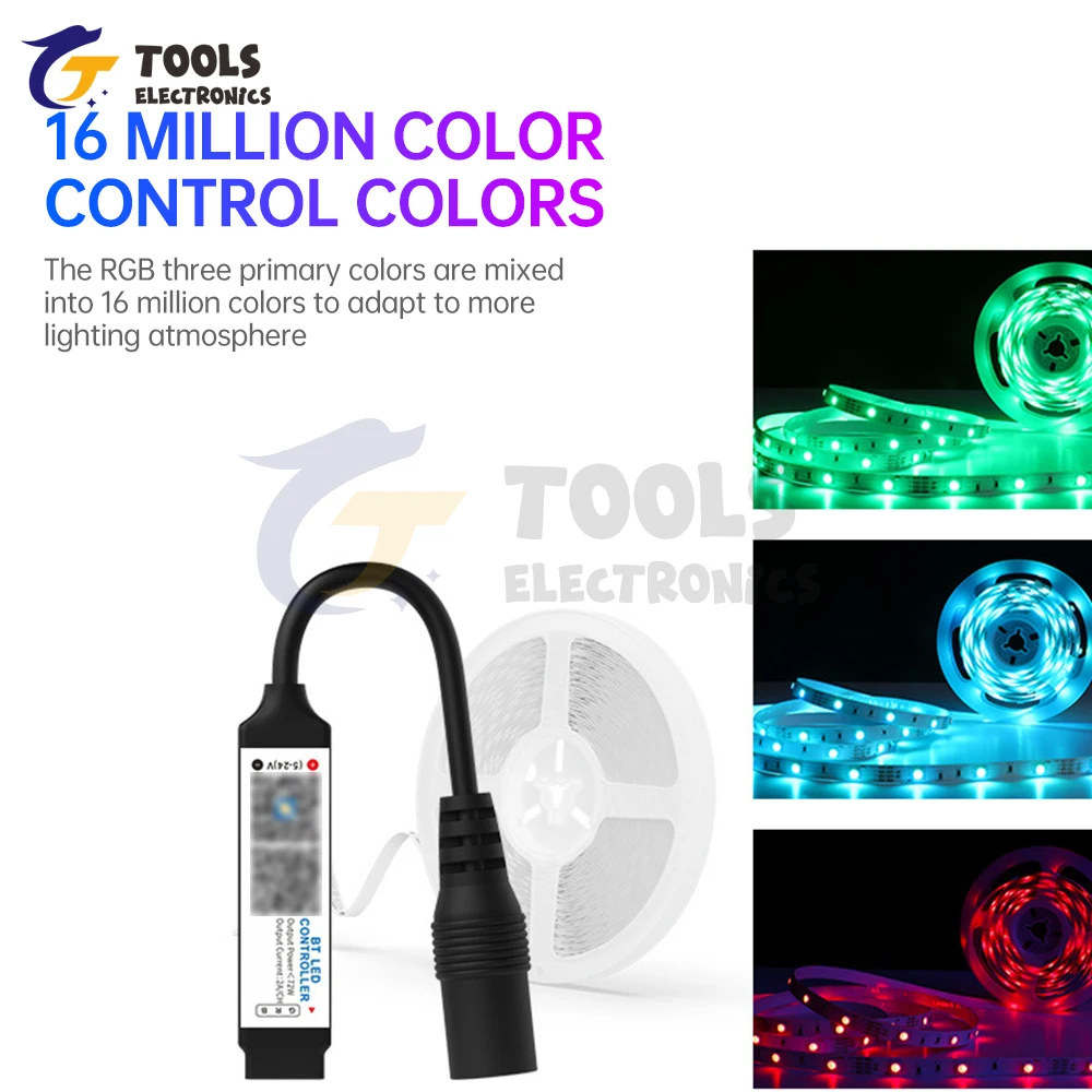 DC 5-24V Colorful RGB Strip Light Smart Controller BT APP Control LED Dimming Controller LED Strip Light Controller DC 5V 12V24V