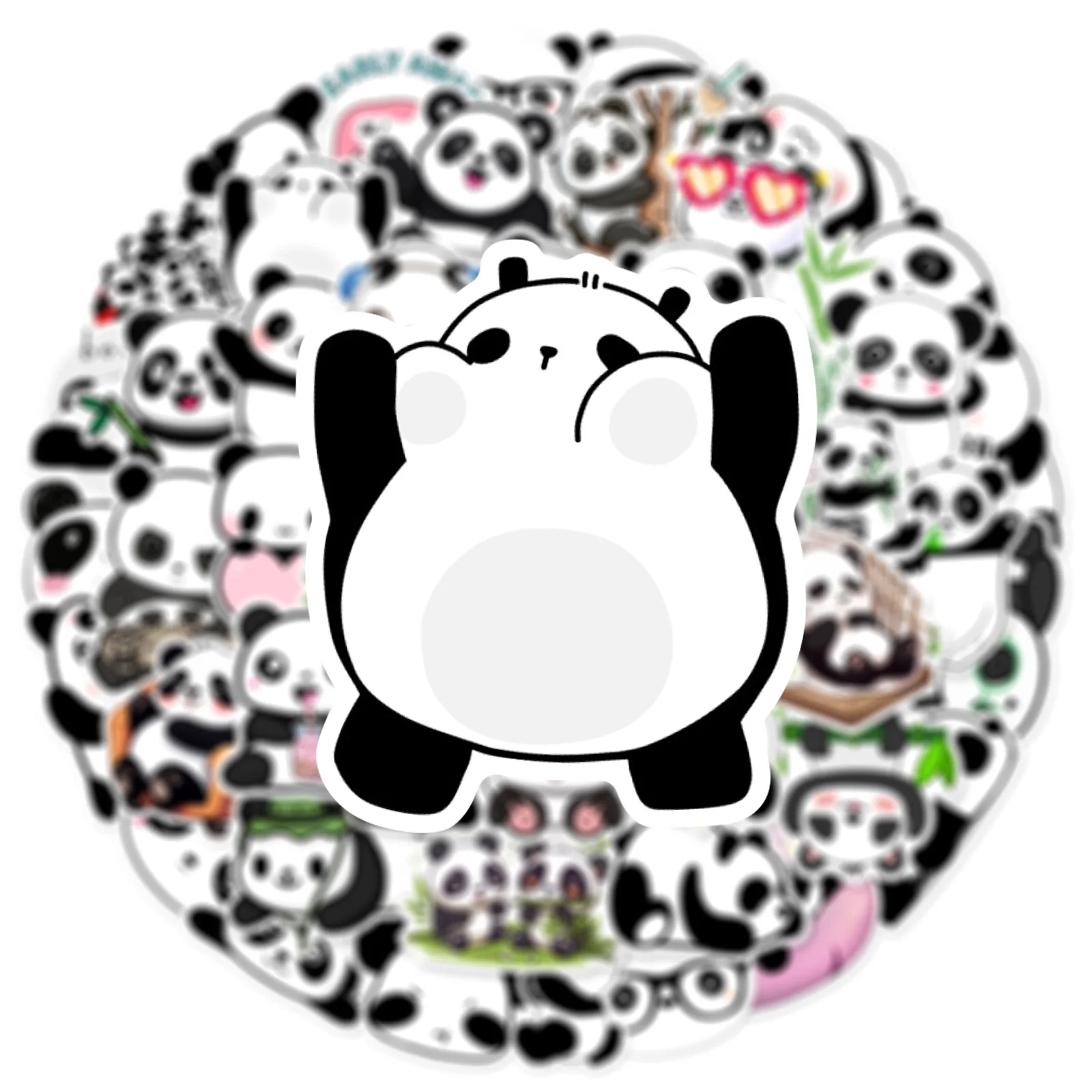 10/30/50 buah stiker kartun Panda lucu mainan grafiti hewan lucu buku harian DIY buku tempel Laptop sepeda Skateboard gitar hadiah anak-anak