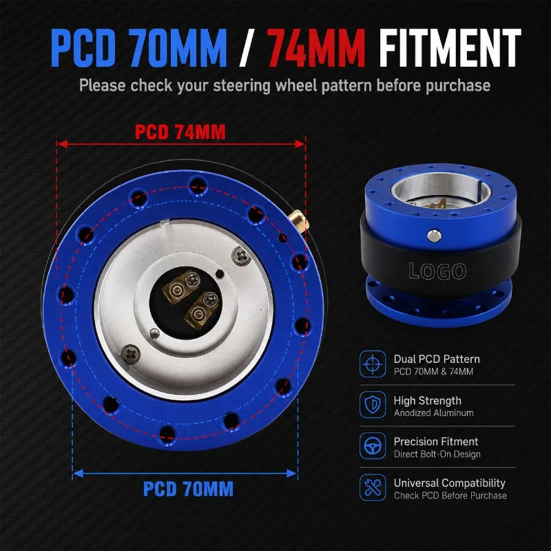 Universal Racing Steering Wheel Quick Release Hub Adapter Locking 6 Hole PCD 70mm 74mm for Drift Race Simulator view 4