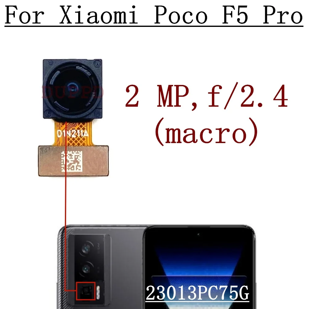 Front Rear Camera For Xiaomi Poco F5 Pro 23013PC75G Back Wide Macro Main Camera Module Flex Cable Repair Spare Parts