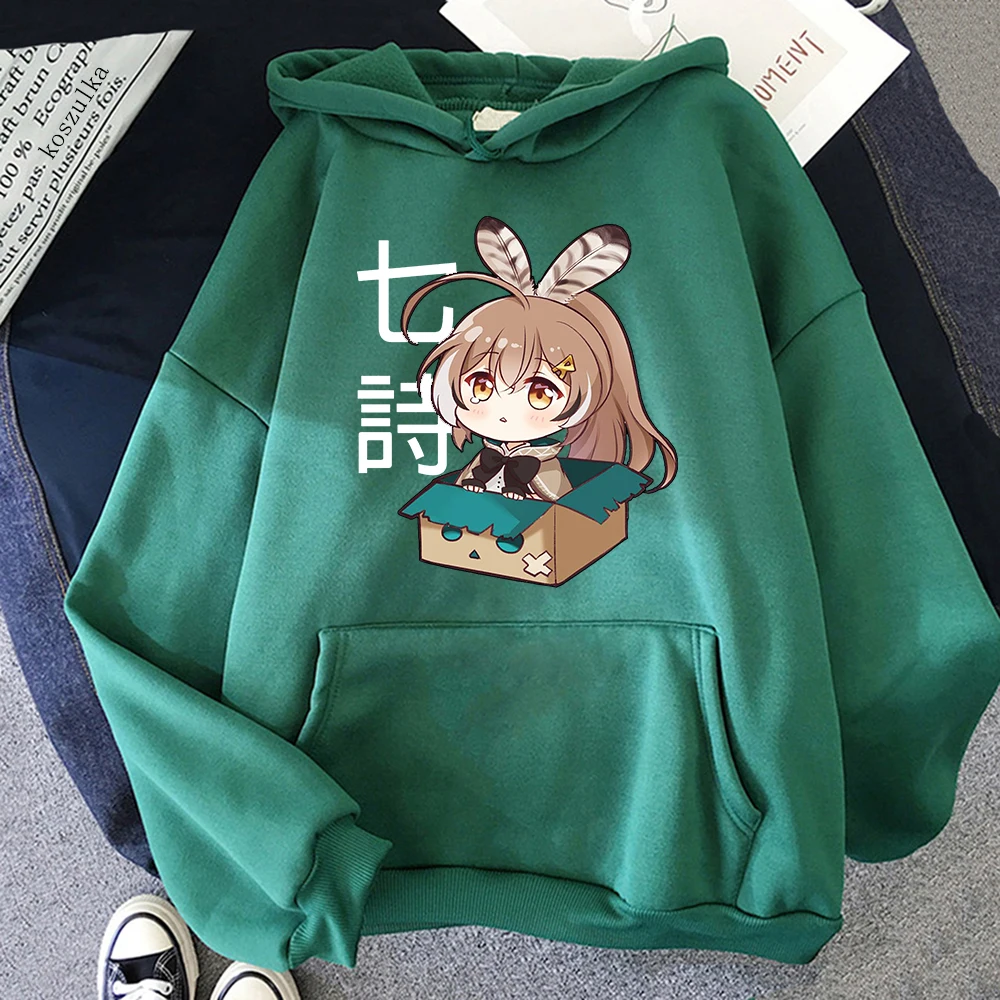 Nanashi Mumei Hoodie Women Harajuku Kawaii Cartoon Loose Hoodies Unisex Autumn Winter Cute Retro Aesthetic Pullovers Sweatshirts