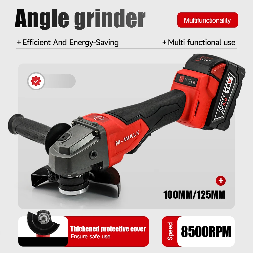 Gerinda Sudut Tanpa Kabel 125mm Brushless Baterai Li-ion 3 Kecepatan, Alat Pemotong, Pemoles, Penggiling, Untuk Baterai Milwaukee 18V
