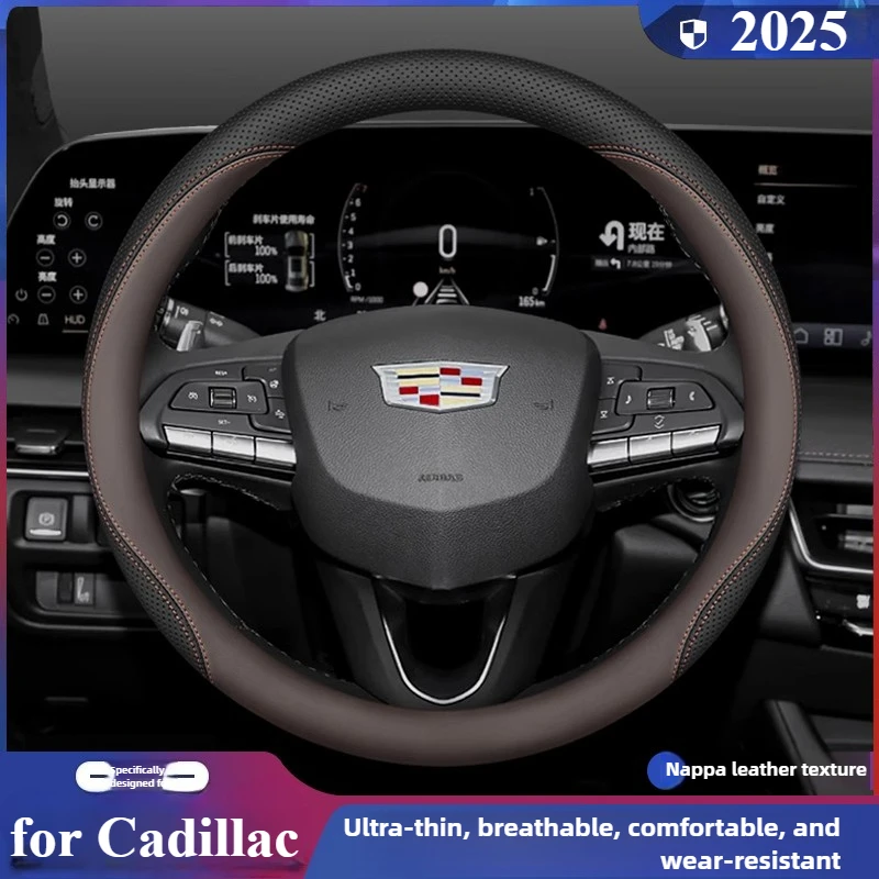 

Leather Car Steering Wheel Cover for Cadillac CT6 Optic Escalad XT5 Lyriq CTS CT5 SRX ATS XT6 Accessories 2025