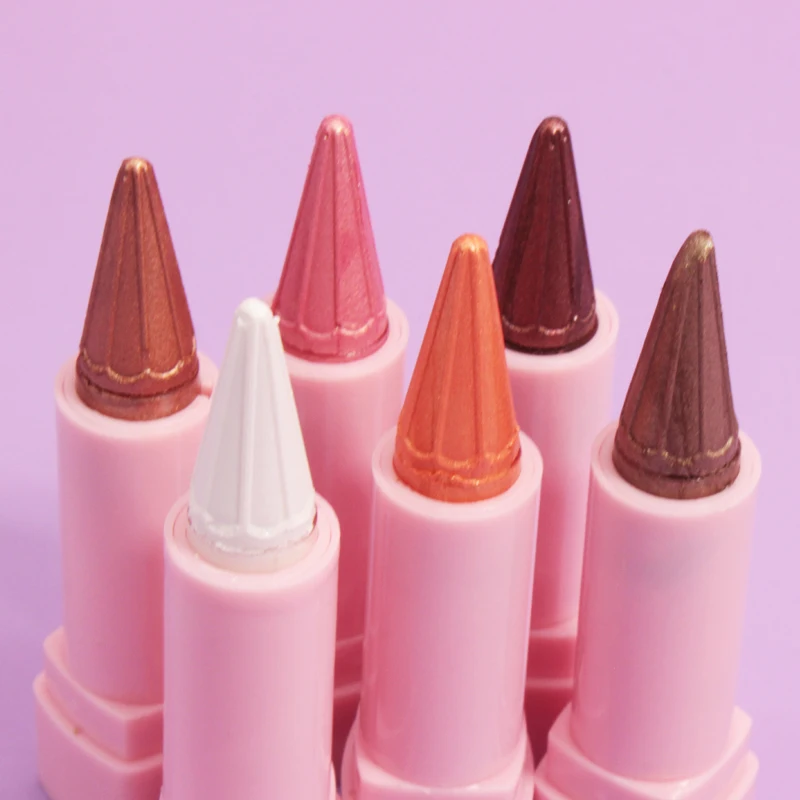 Sombra em bastão brilhante de 6 pacotes, à prova d'água e à prova de suor, fórmula durável, cria maquiagem brilhante para os olhos