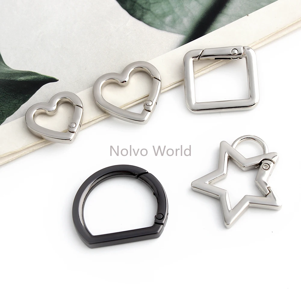 Star/Love Shape D Ring Metal Spring Connect Buckle For Handbag Bags Keychain Rectangle Keyring Clasp Clip Key Holder Accessories