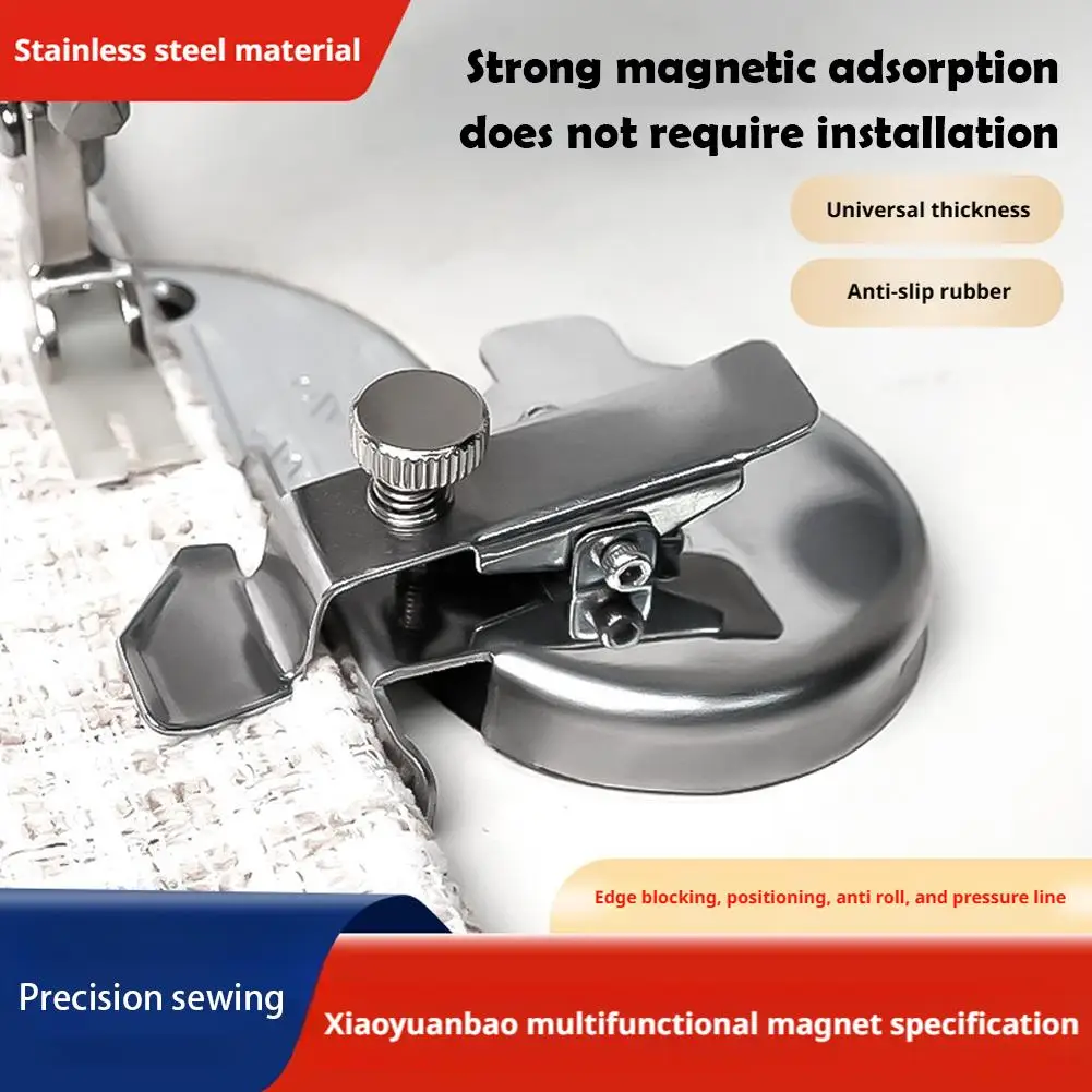 Magnetische Kantenführung für Nähmaschinen – industrieller Anti-Curl-Nähfuß mit gerader Linie für Juki/Brother, 0,5–10 mm verstellbar