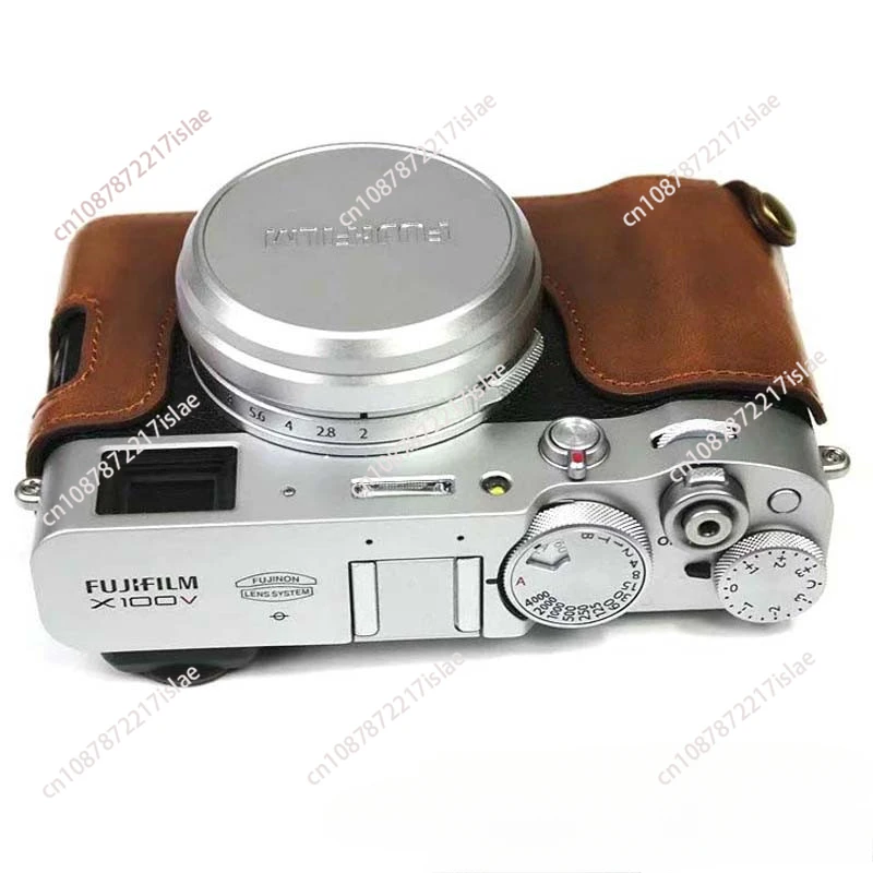 Applicable to Fuji X100V leather case base x100v special micro-single camera bag, protective case, half set, camera bag