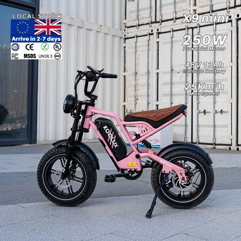 Netherlands Stock X9 Mini 48V 13Ah 250W Fat Tire E-Bike 25KMH Urban Commuter Adult Koolux