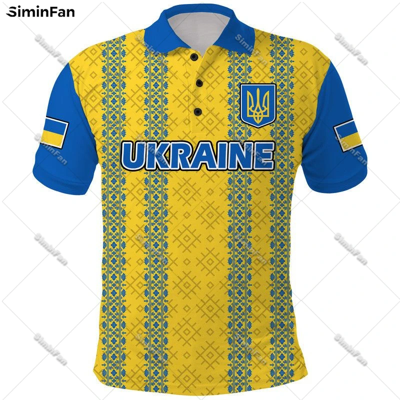 Ukraine Coat Of Arms Mens Polo Shirts 3D All Over Printed Male Lapel Tennis Tshirt Unisex Summer Short Sleeve Tee Female Tops-1