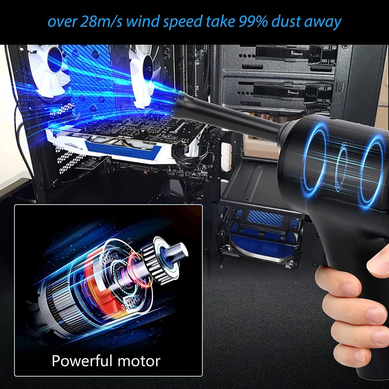 Пылесос для компьютеров, портативный пистолет для удаления пыли, бесщеточный двигатель, воздуходувка для клавиатуры ноутбука, очистки каме...