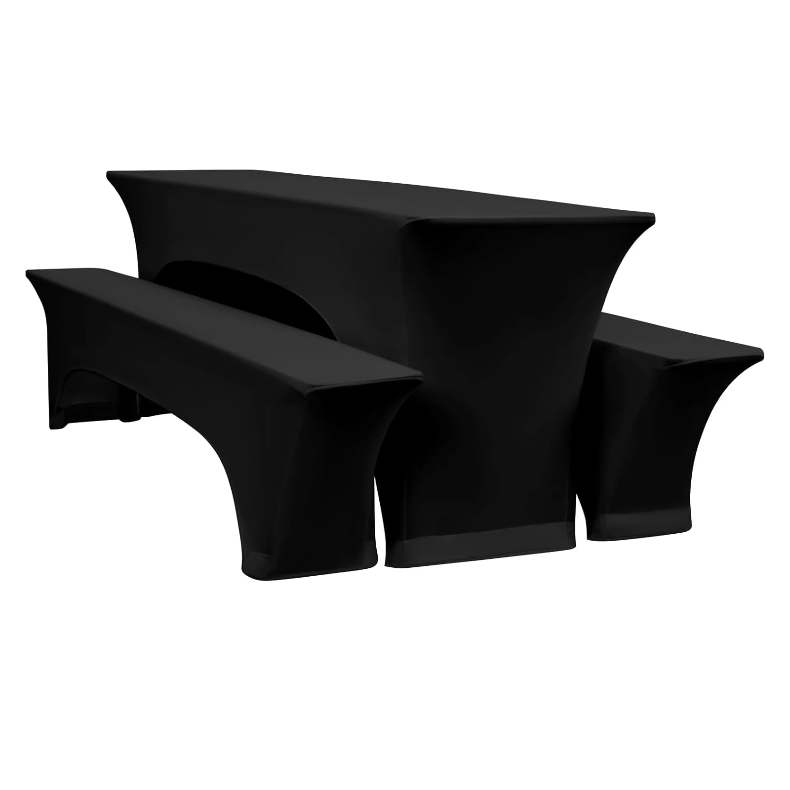 3-teilige Spandex-Tischdecke mit offener Rückseite, taillierte Polyester-Tischdecke, dehnbar, waschbar, Tischdecken für Zuhause, Camping