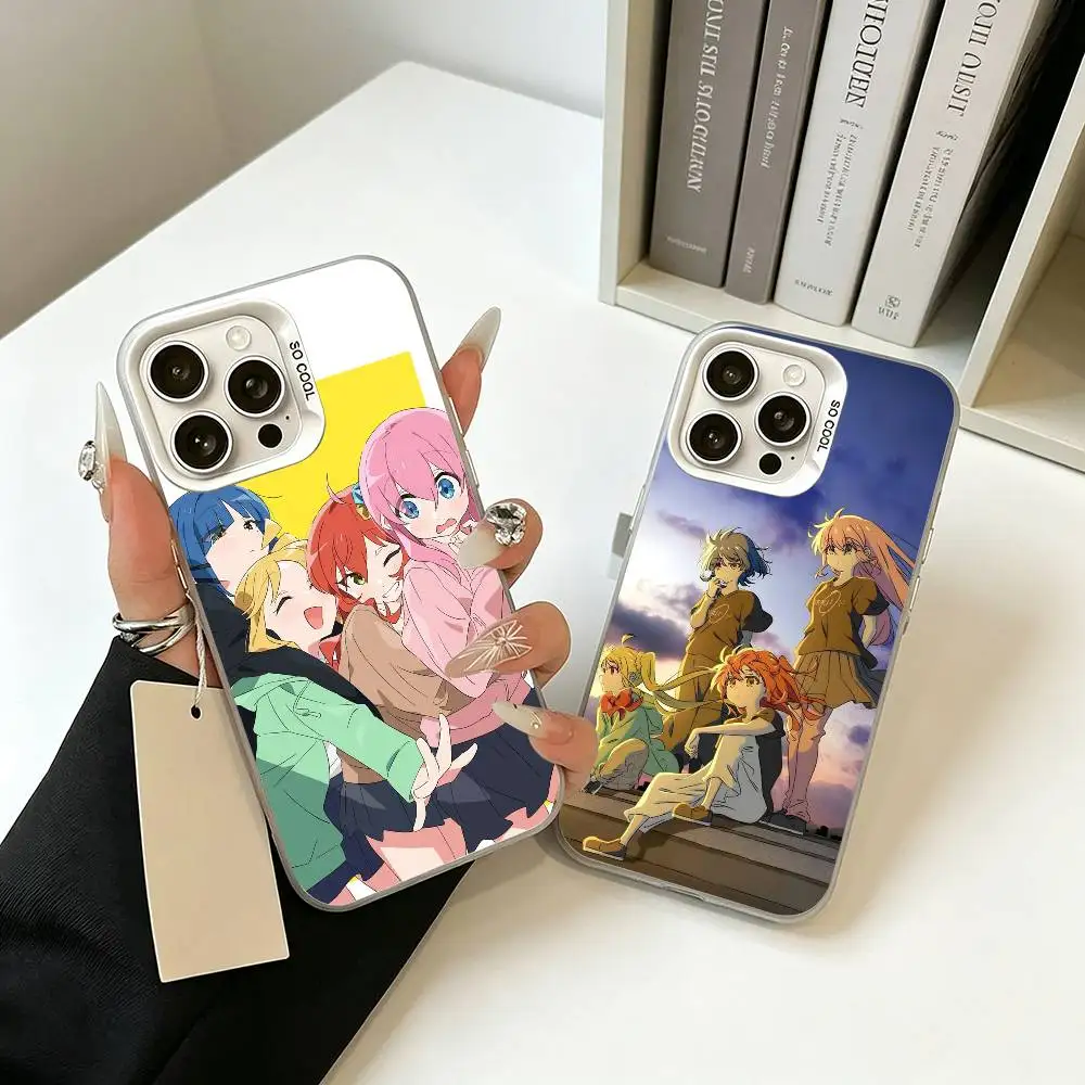anime B-Bocchi the Rock-k Phone Case For iPhone 17,16,15,14,13,12,11 Plus,Pro Max,XS,White Silver  phone case