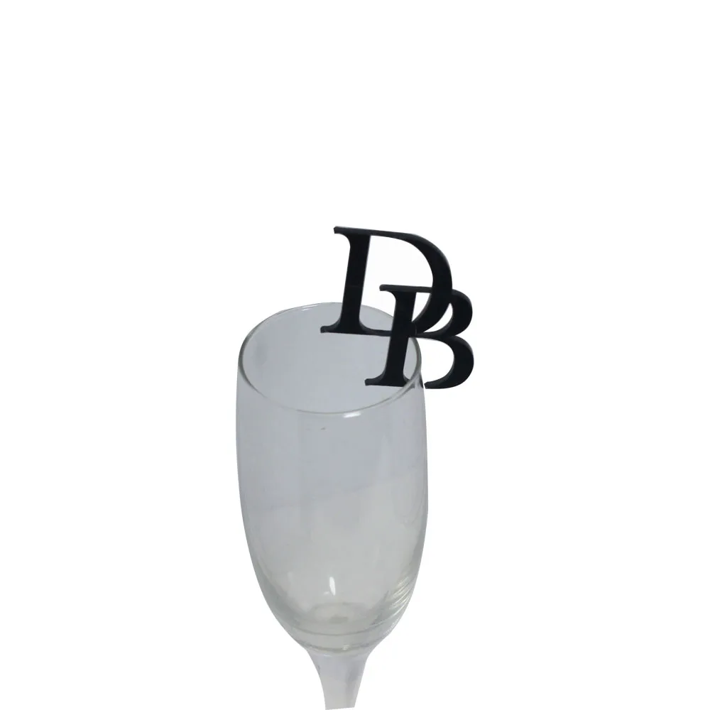 50PCS Personalized Drink Stirrers Marker Acrylic Wedding Drink Tags Toasting Tag Champagne Cocktail Drink Charms Decor