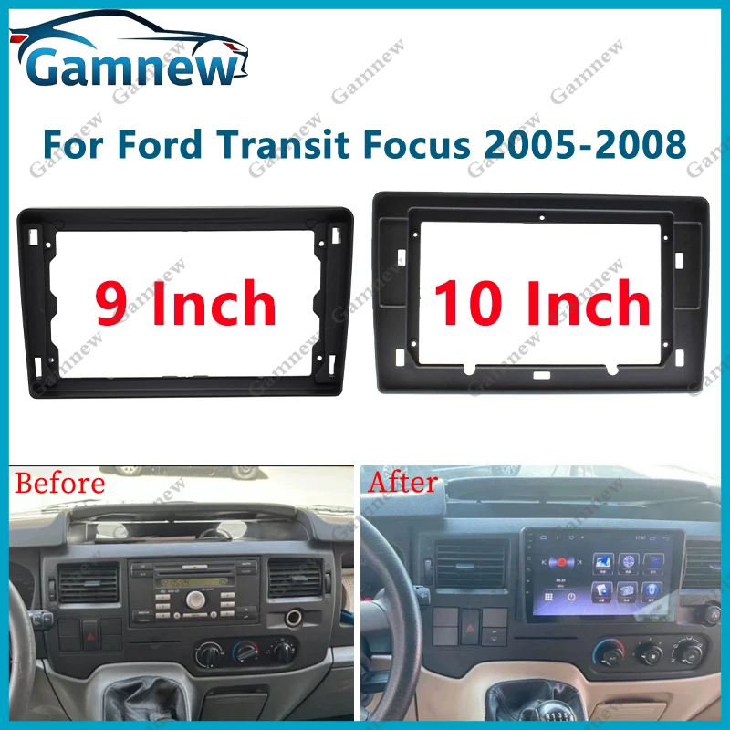 Adaptador de marco de Fascia de Audio de Radio de coche para Ford Focus s-max Fiesta Kuga 9 "/10,1" Kit de marco de Panel de montaje de tablero de pantalla grande 2DIN