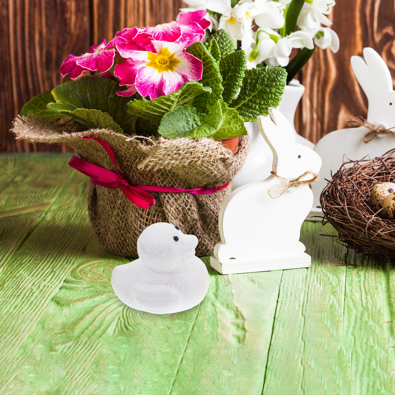 عيد الفصح تمثال بطة صغيرة محاكاة عش الطيور ديكور البيض الاصطناعي للحرف شجرة عيد الفصح الديكور حديقة النحت #5