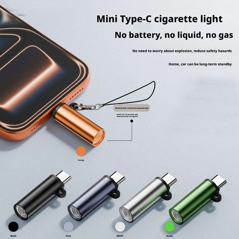 Type C Mini Portable Lighter Mobile Phone with Type C Power No Battery No Flame Portable Safety Adapter