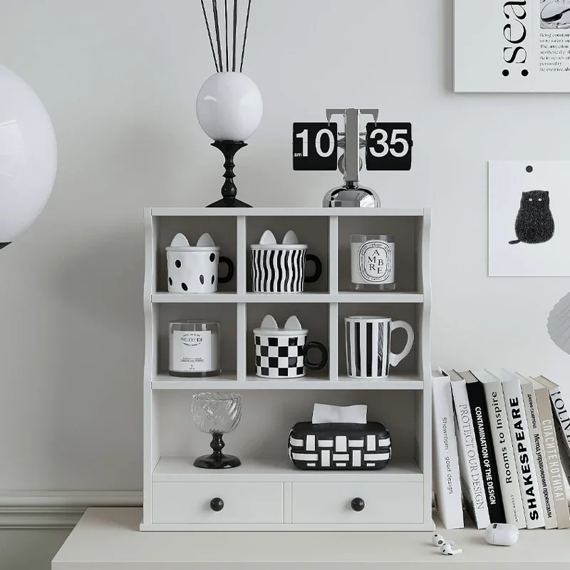 Porta-copos de madeira maciça, rack de treliça Duobao, rack de armazenamento de copos de marca de café, rack de exibição de mesa, rack de parede de cozinha.