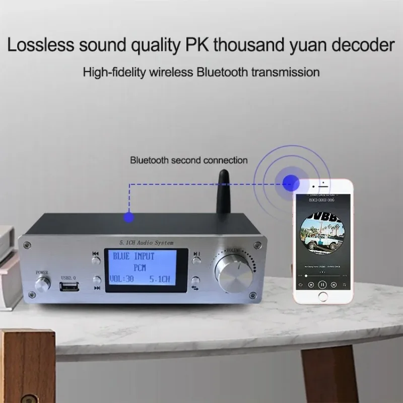4K Audio Decoder Bluetooth 5.0 Fiber Coaxial 5.1 Channel for HDMI Compatible Audio Separator DTS