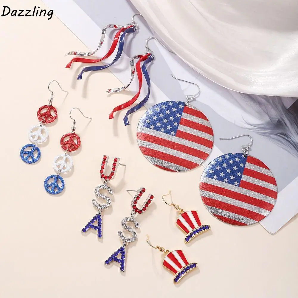 Star Presidents Day Earrings Pentagram Enamel Independence Day Pendant Earrings Studs Aesthetic Flag of The USA Earrings Girls