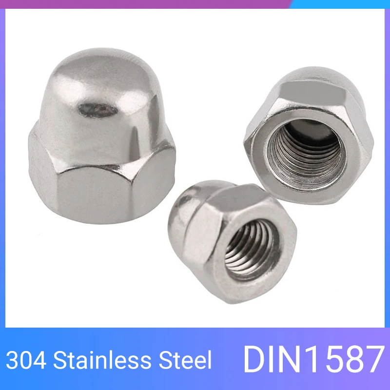 DIN1587 304 Stainless Steel Hex Cap Nut Domed Nuts For Decrotive M3 M4 M5 M6 M8 M10 M12