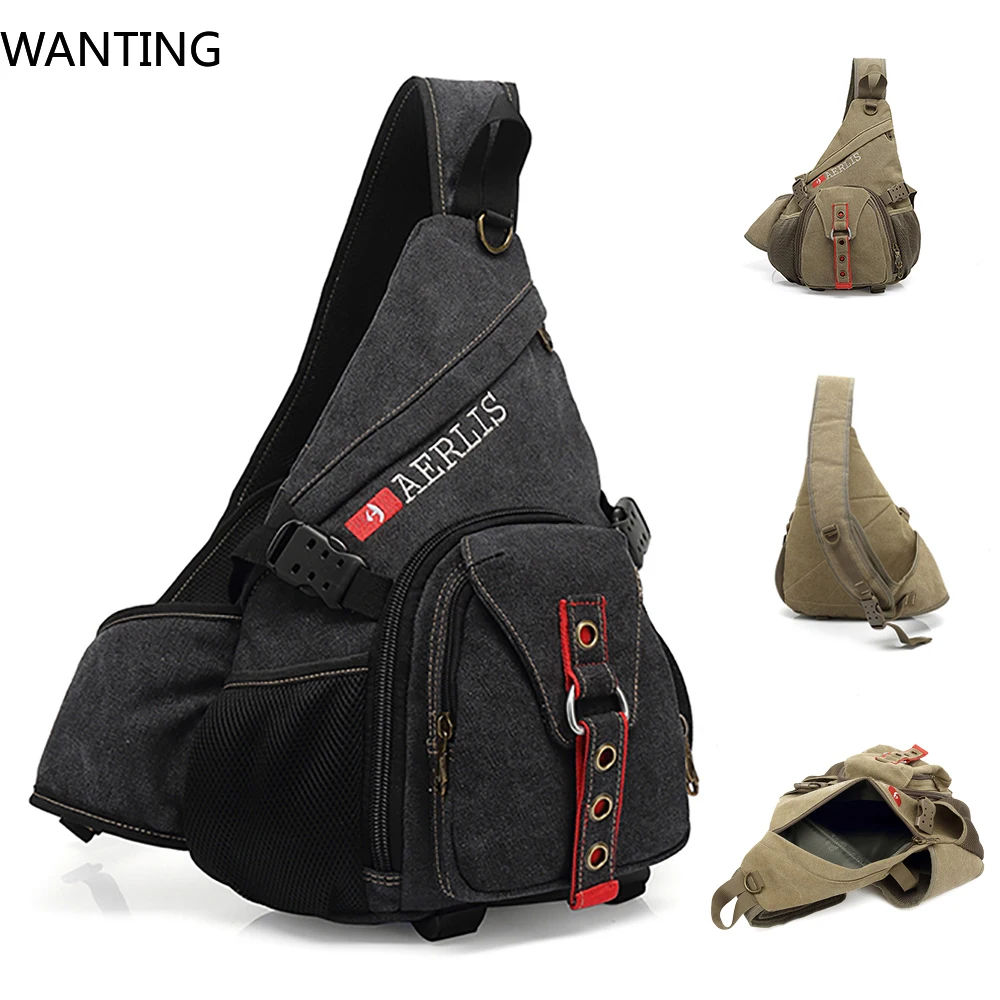 

Мужской рюкзак через плечо, нагрудная сумка, большая вместительная сумка для путешествий, спорта на открытом воздухе, альпинизма, пешего туризма, холст, мужской рюкзак, сумки-мессенджеры