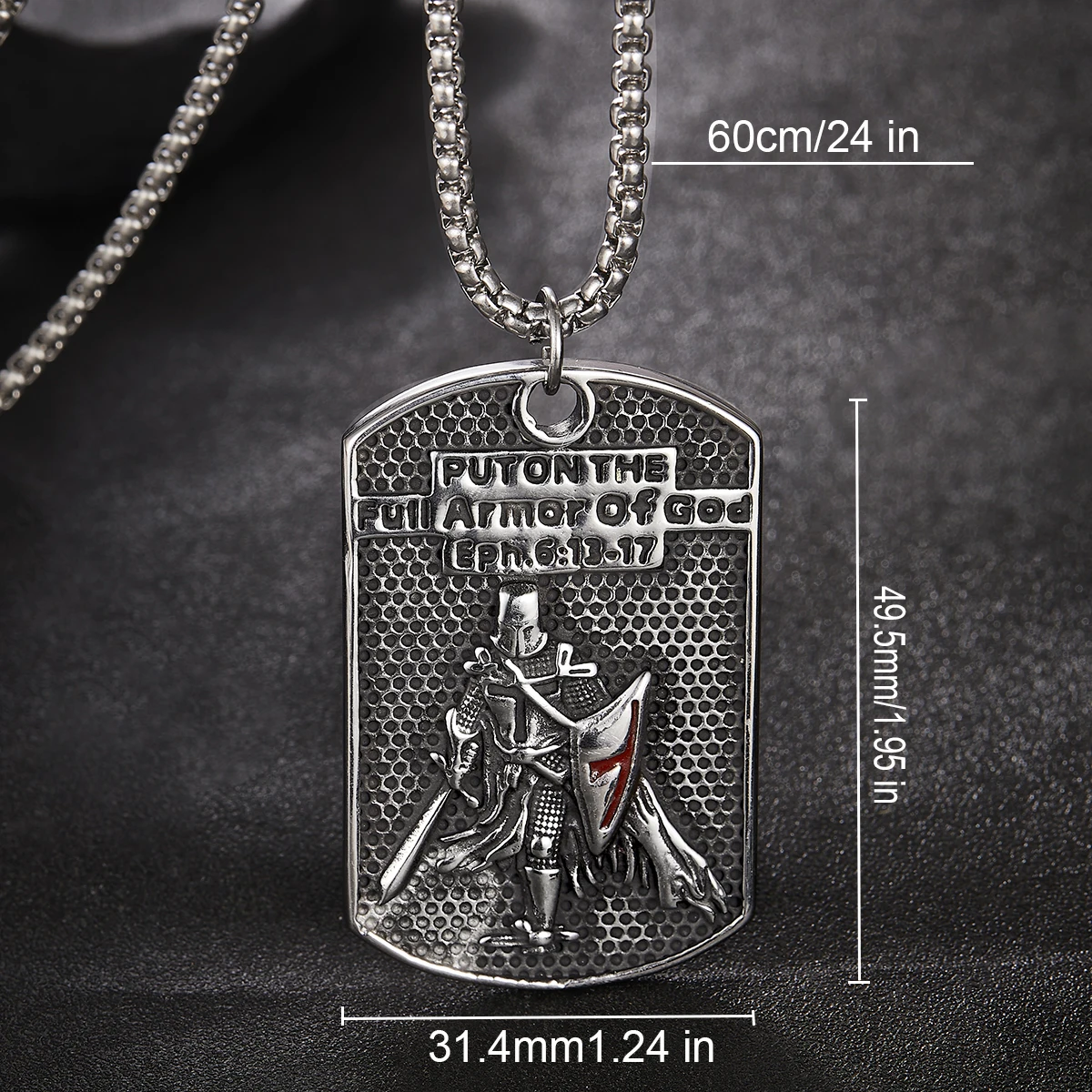 Put On The Full Armor of God Tag Stainless Steel Warrior Pendant Necklace for  men