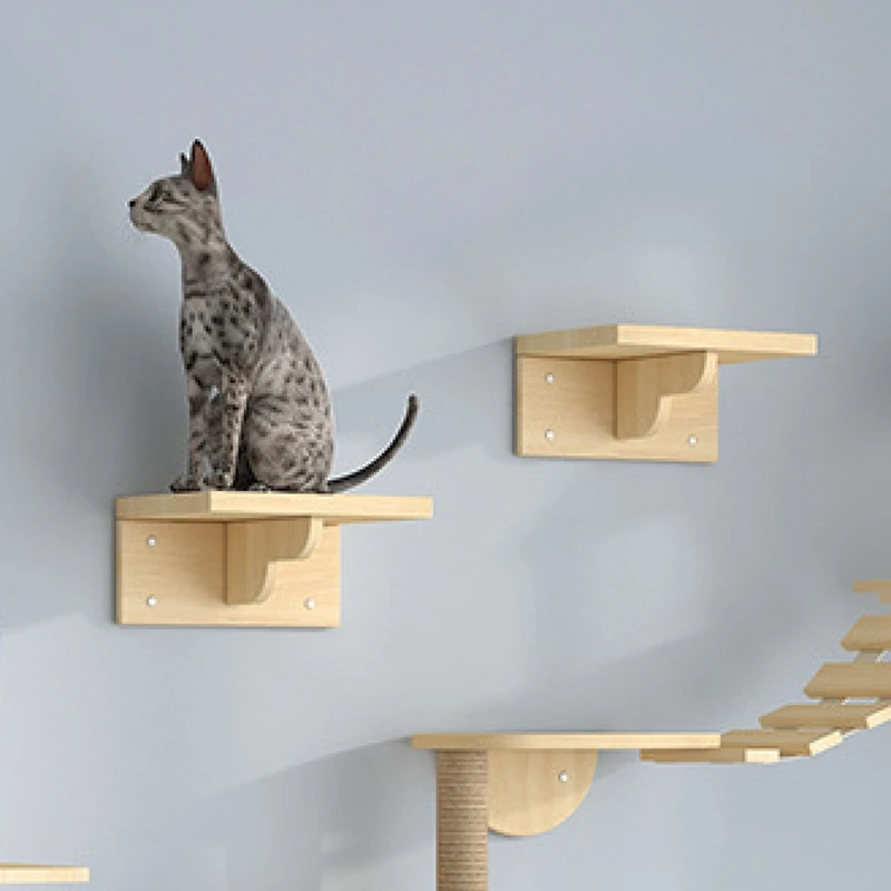 منصة تسلق أرجوحة القطط، منصة حائط، إطار تسلق صغير من الخشب الصلب للقطط