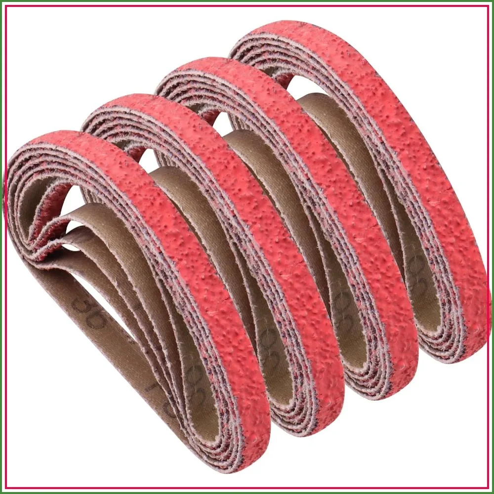 3/8 x 13 Inch Sanding Belts, 36 Grit Ceramic for Air Belt Sander, Heavy-Duty Rapid Stock Removal, Deburring, Shaping Metal & Wood, 20-Pack