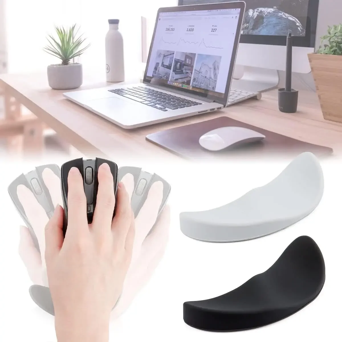 

Left/Right Hand Ergonomic Handguard Mouse Pad Wrist Pad Silicon Gel Non-slip Streamline Wrist Rest Support Mat for Office Gaming