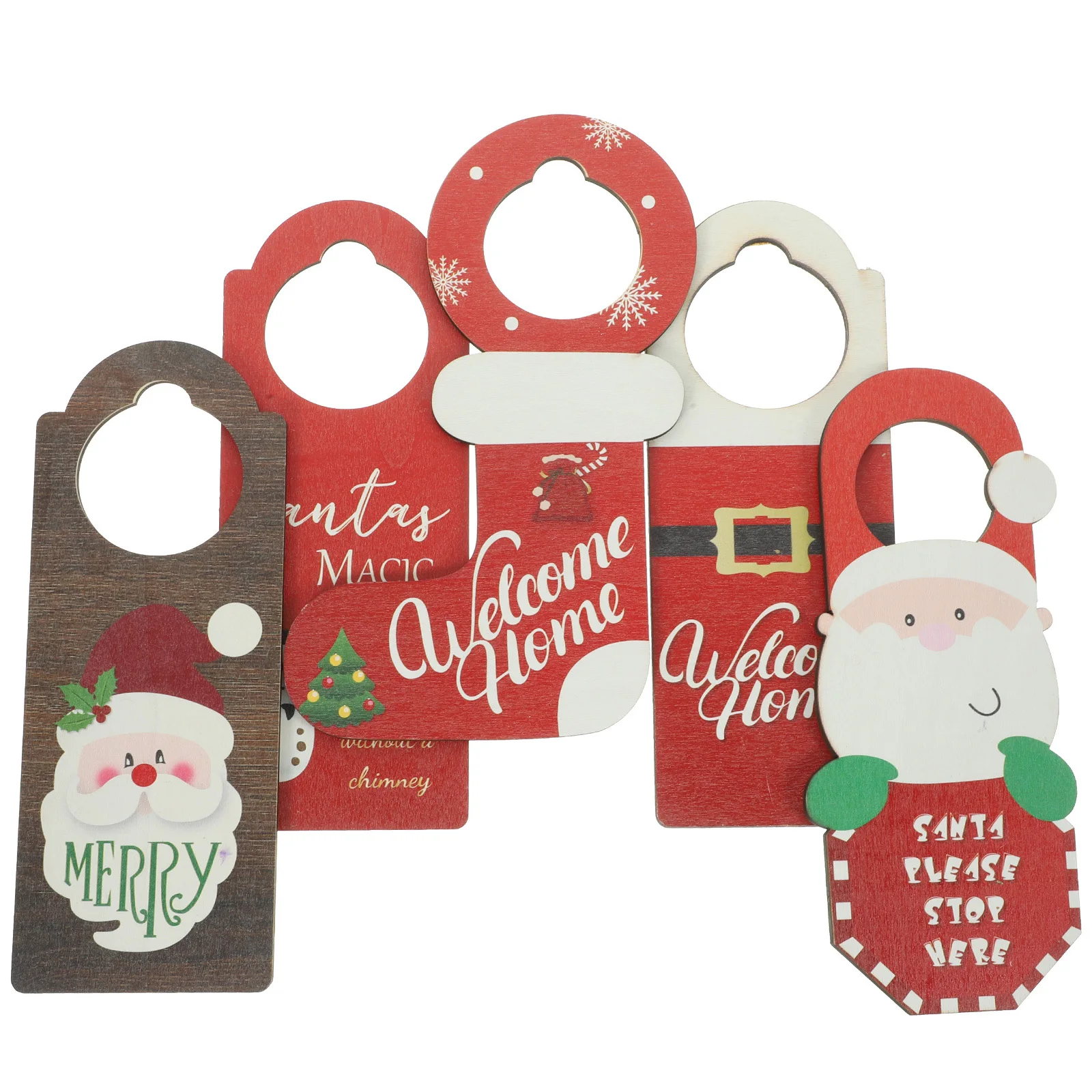 

5Pcs Xmas Wooden Hanging Sign for Door Christmas Door Handle Decor Pendant Holiday Hanging Ornament Party Decoration