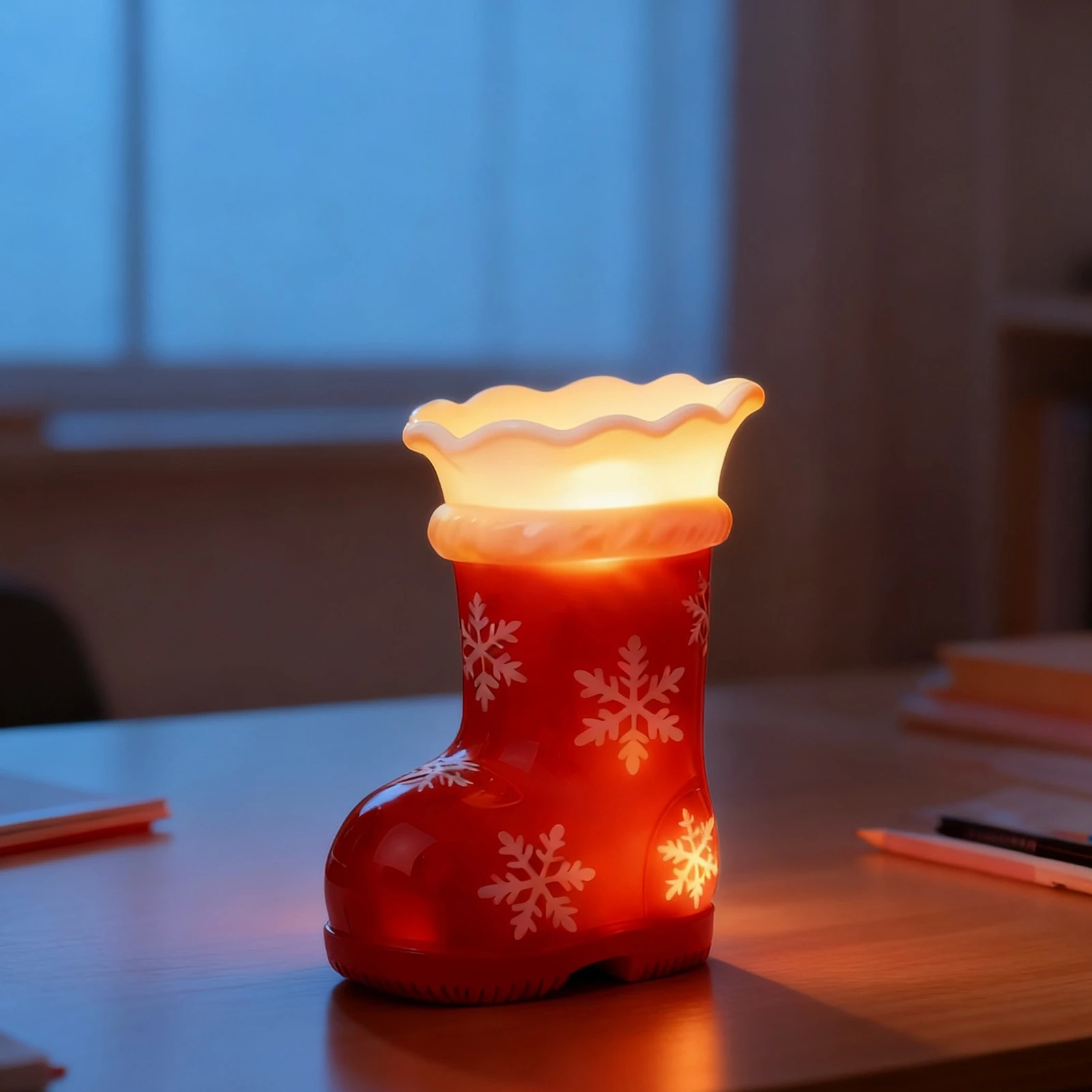 Multifunctional Christmas Duck Figurine Cute for Home Office Desk Decor Santa Boot Night Light Pen Holder Vase Gift Set