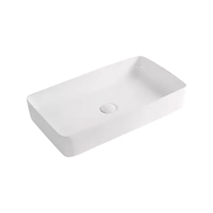 Modern Best Quality White Rectangle Decorated Ceramic Bathroom Sink