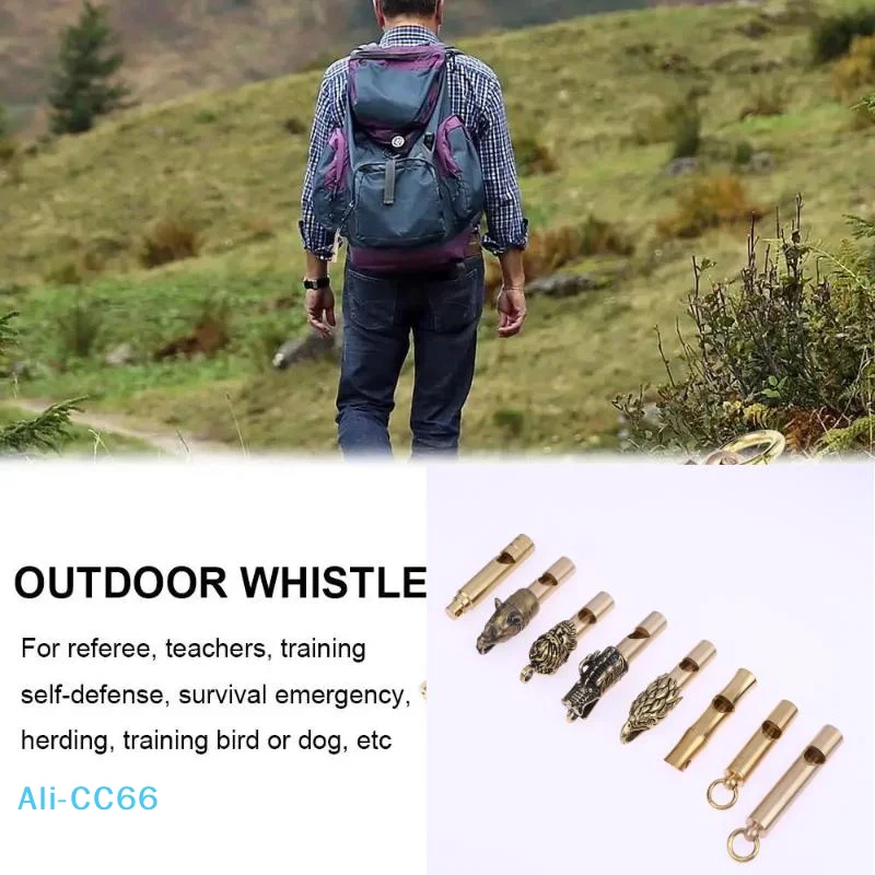 

【C】Pure Brass Whistle Keychain Outdoor Gear Bamboo Node Dragon Head Judge Whistle Competition Survival Competition Outdoor Goods