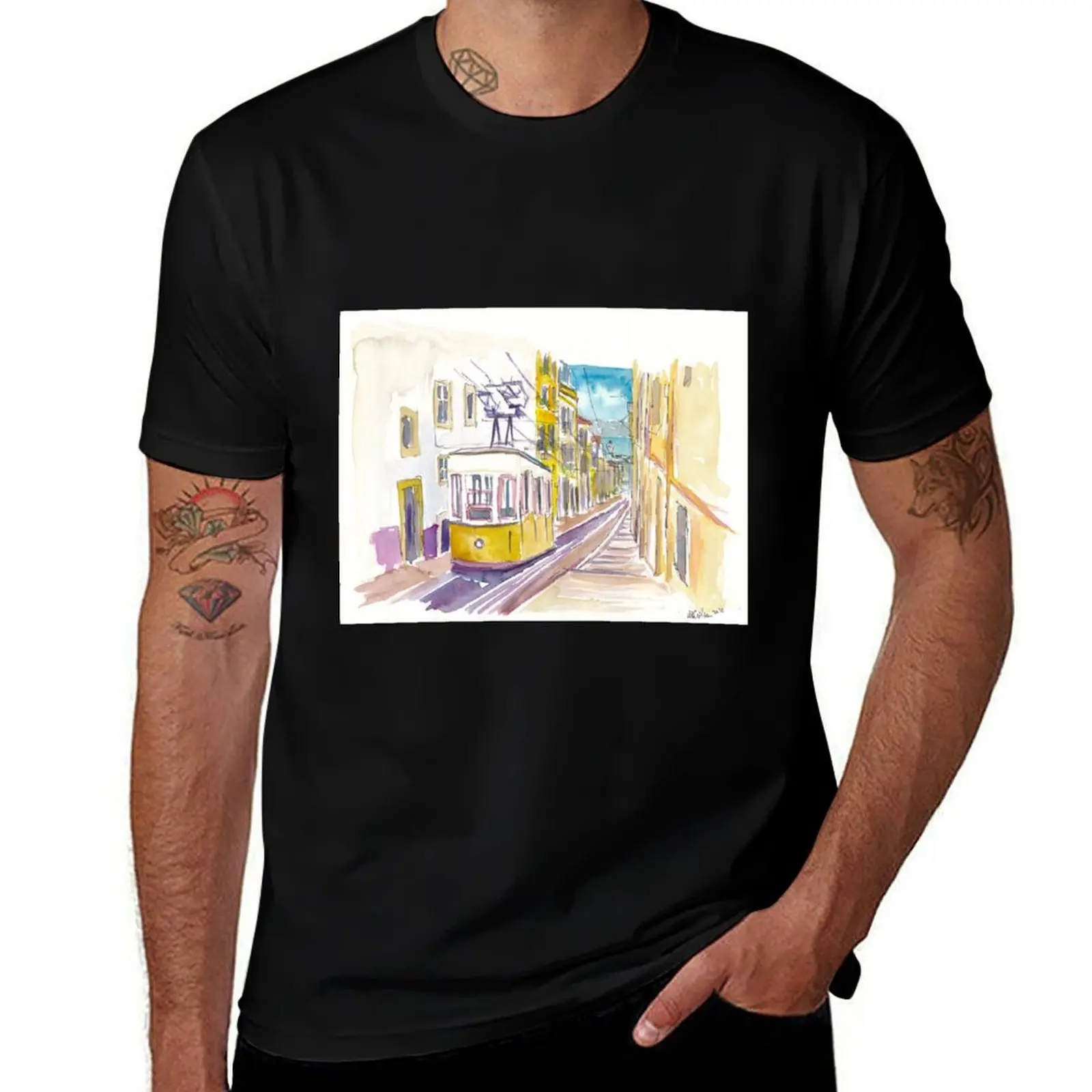 Lisbon Classical Unforgettable Yellow Tram Tour in Portugal T-Shirt vintage anime shirt Louboutins plus size men clothing