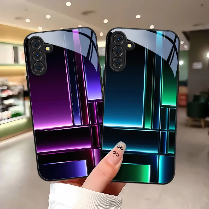 New high-end metal paint tempered glass phone case suitable for Samsung Galaxy S26 S25 S24 S22 S21 S20 FE/Ultra/Plus anti drop
