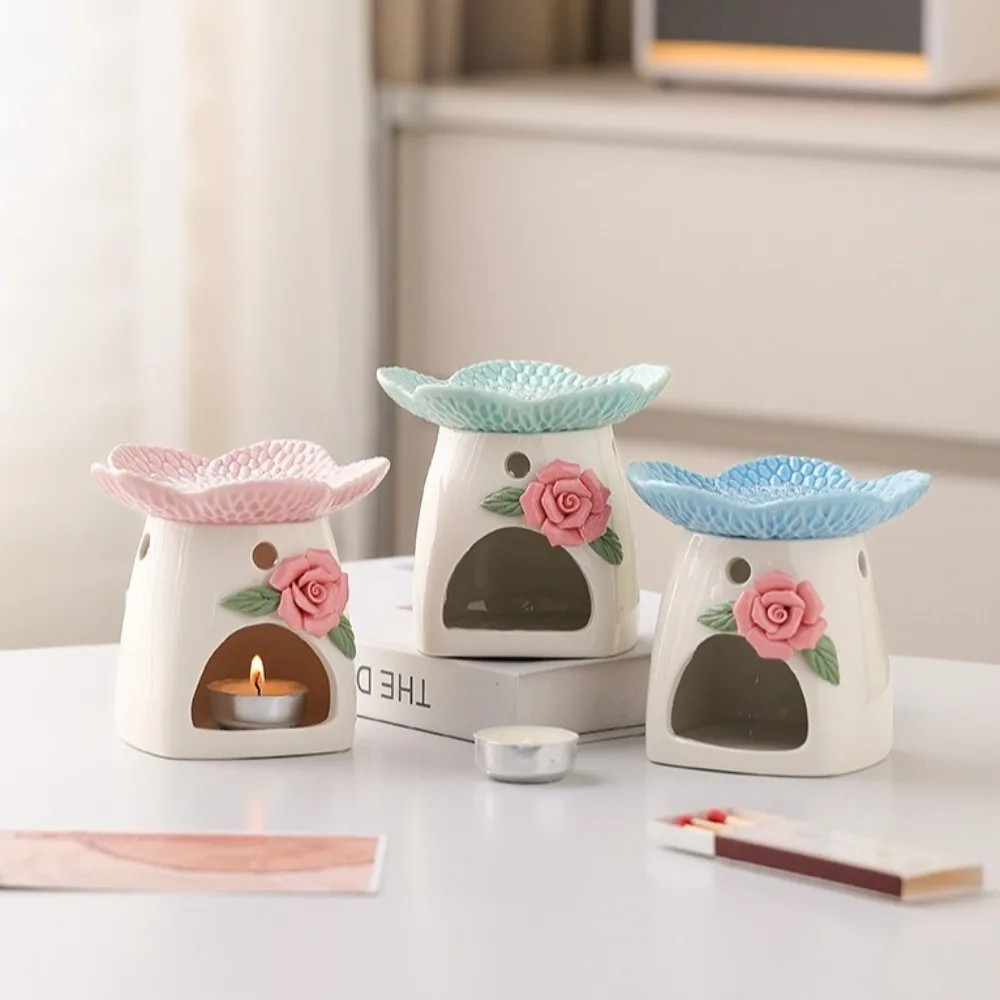

Relaxation Ceramic Flower Aromatherapy Stove Eco-Friendly Handmade Essential Oil Diffuser Heat Resistant Candle Stove Yoga Room