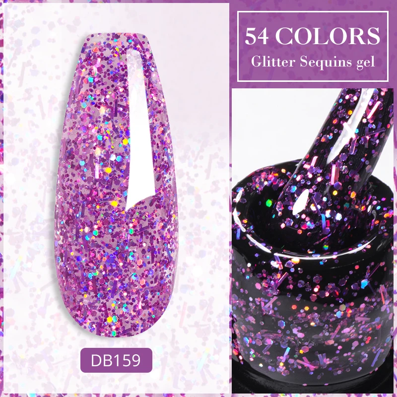 7 ml Schneeflocken-Gel-Nagellack, UV-LED, semi-permanent, milchig, weiß, rosa, Glitzer, Schnee-Pailletten, Gel-Nägel, Kunst-Design, Lack, Maniküre
