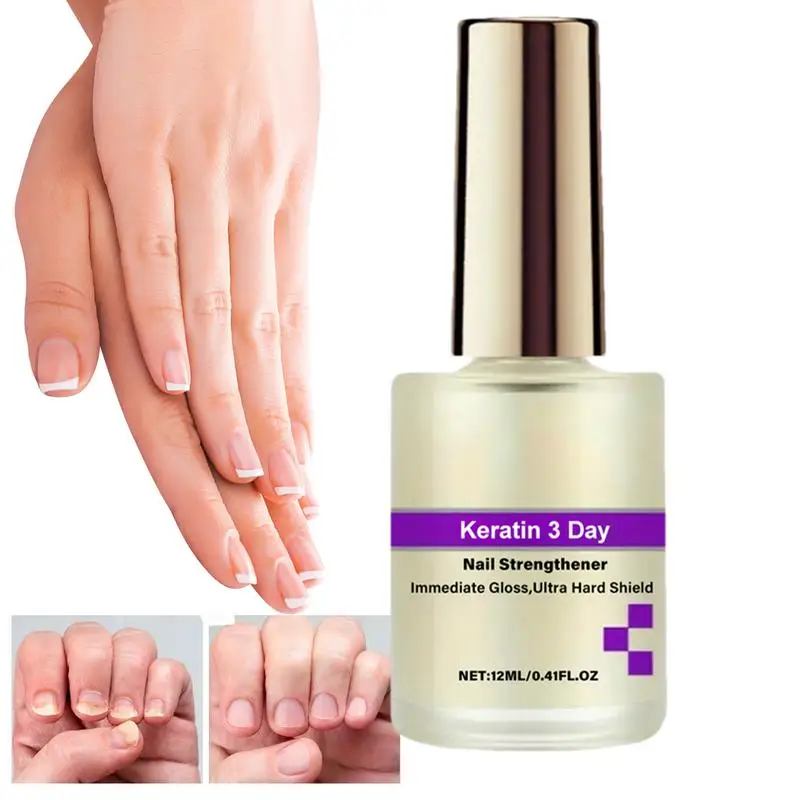 Keratin 3 Day Nail Growth Vitamin C Nail Hardener 12ML Ultra Hard Strengthener for Repair Damaged Nail Cuticle Polish