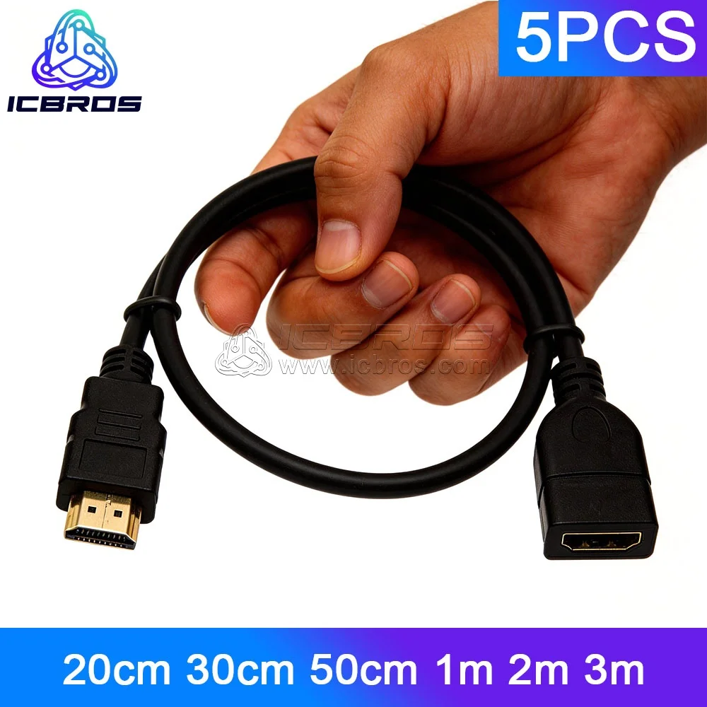 5pcs Full Copper For Dual HDMI-compatible Male To Female Converter Revolving Female High-Definition HDMI Cable For DVD PS3 PC