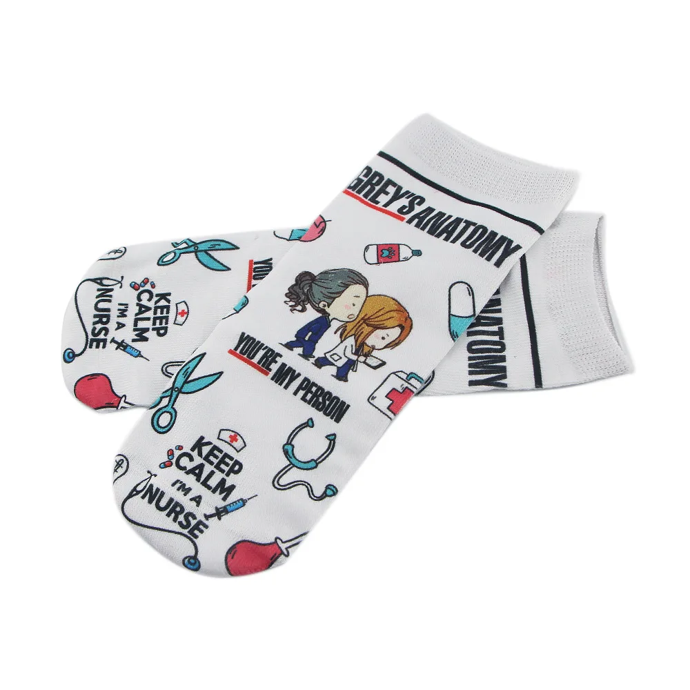 TV Show Greys Anatomy Socks Cartoon Printed Boat Socks Sweat absorption Deodorization Daily Sports Sock Four Seasons Leisure