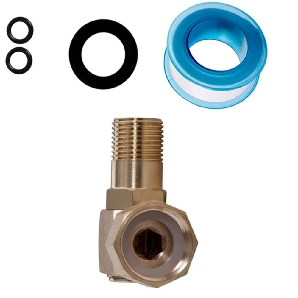Brass 1/2 Inch Swivel Hose Fitting Set for Garden Hose Repair with Rotary Elbow Sealing Tape and Sealing Rings