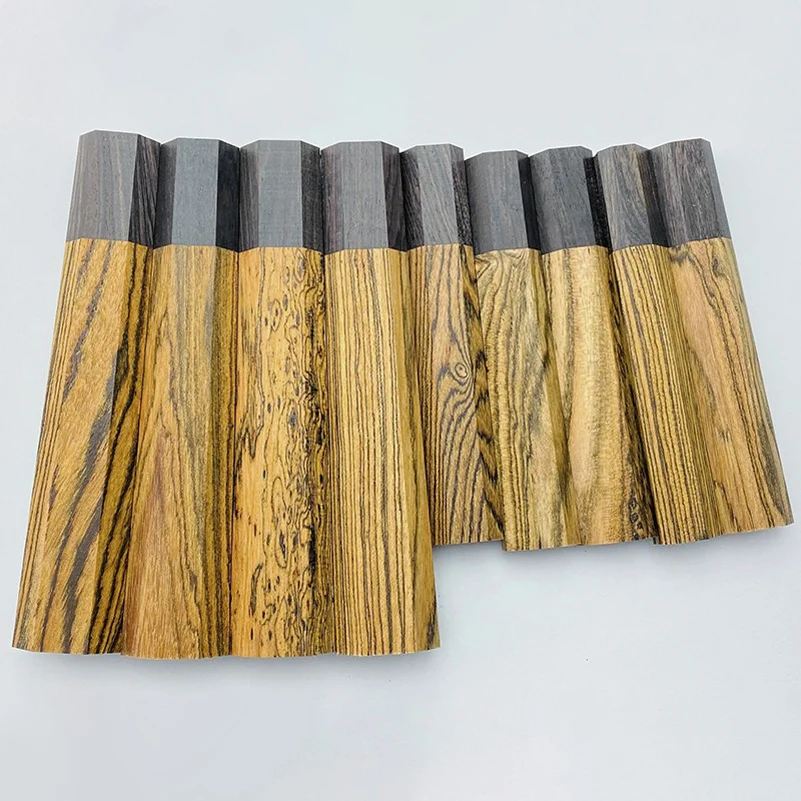 2 Sizes Rivet Structure Custom Natural Solid Wood Japanese Style Octagonal Wooden Kitchen Knife Handle Fish Chef Cutter Scales