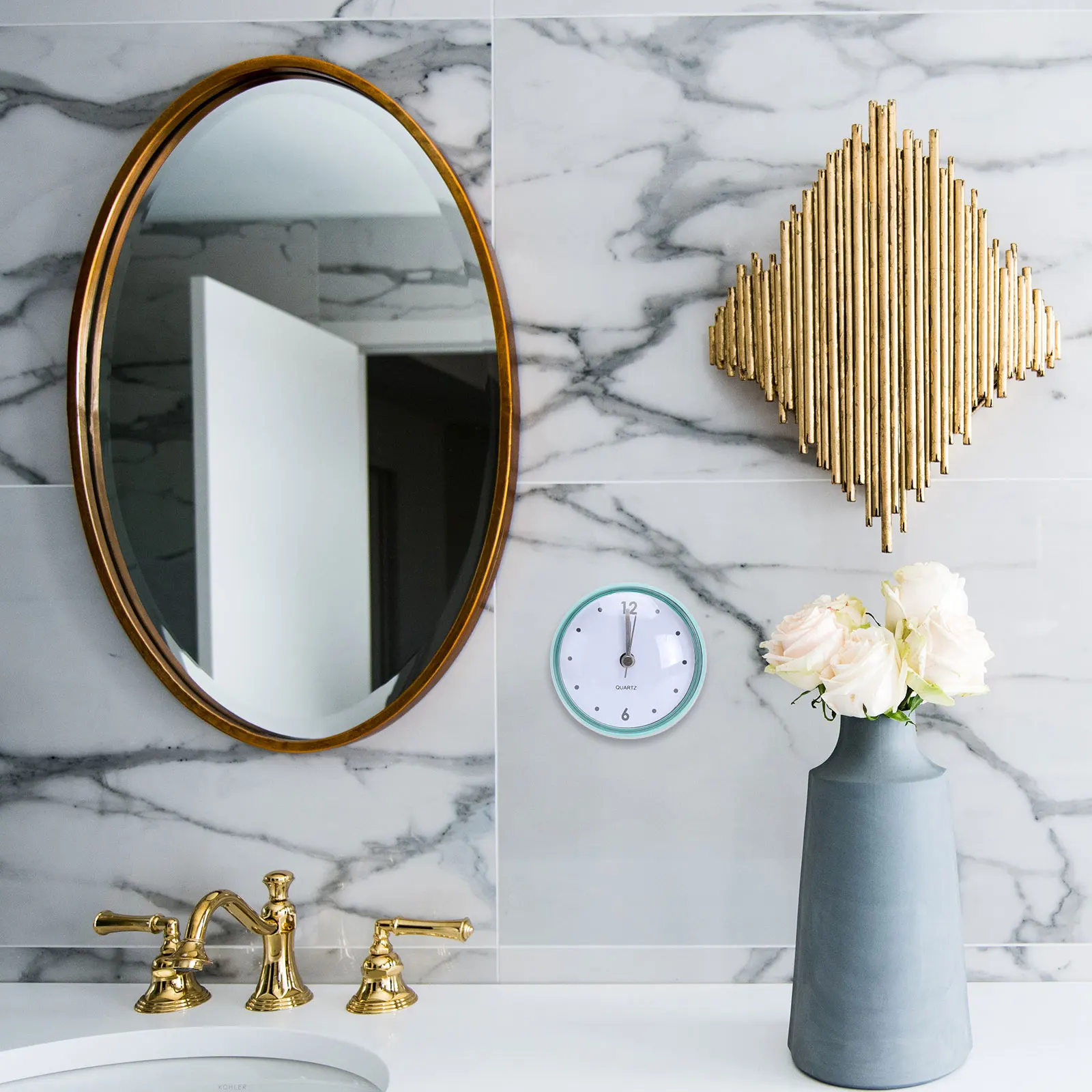 

Sucker Clock Bathroom Wall Household Indoor Abs Waterproof Kitchen Office Small Hanging