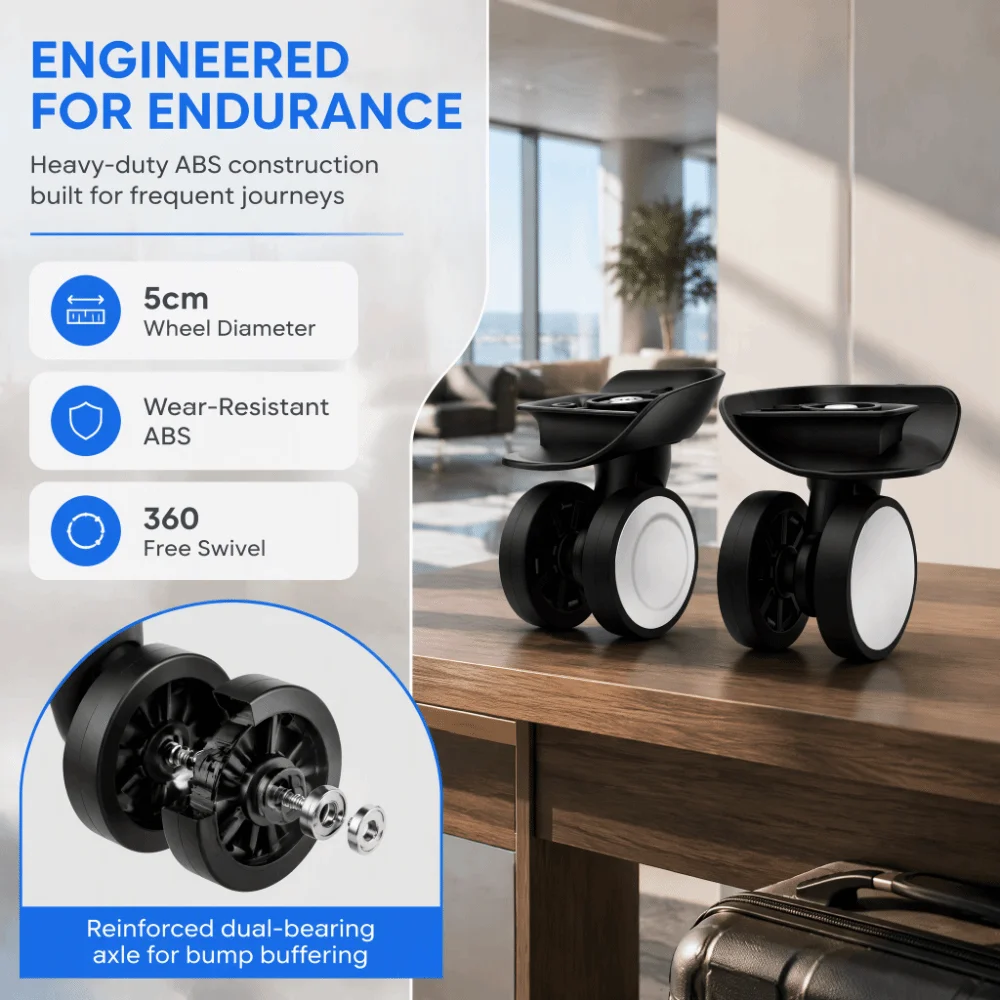 2pcs Easy Install F-61 Luggage Wheels Double Row ABS Suitcase Wheels Suitcase Casters Travel Suitcase