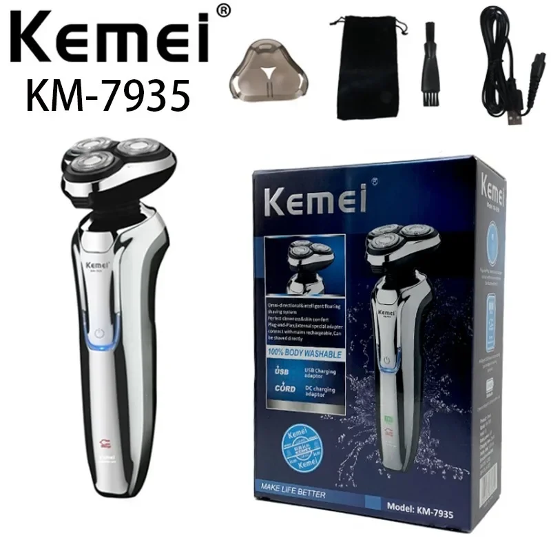 

Cross border Kemei KM-7935 rechargeable electric shaver men's shaver 3D water wash shaver beard trimmer