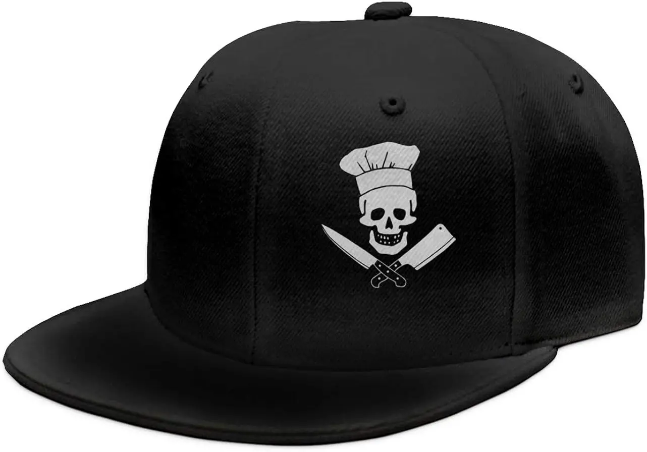 Skull-Chef Cooking Skull Hat Grill Master Unisex Fashion Snapback Hats (Black 1, One Size)